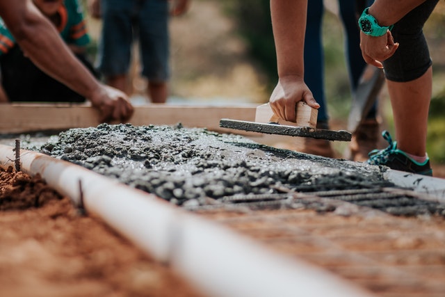 laying concrete outdoors